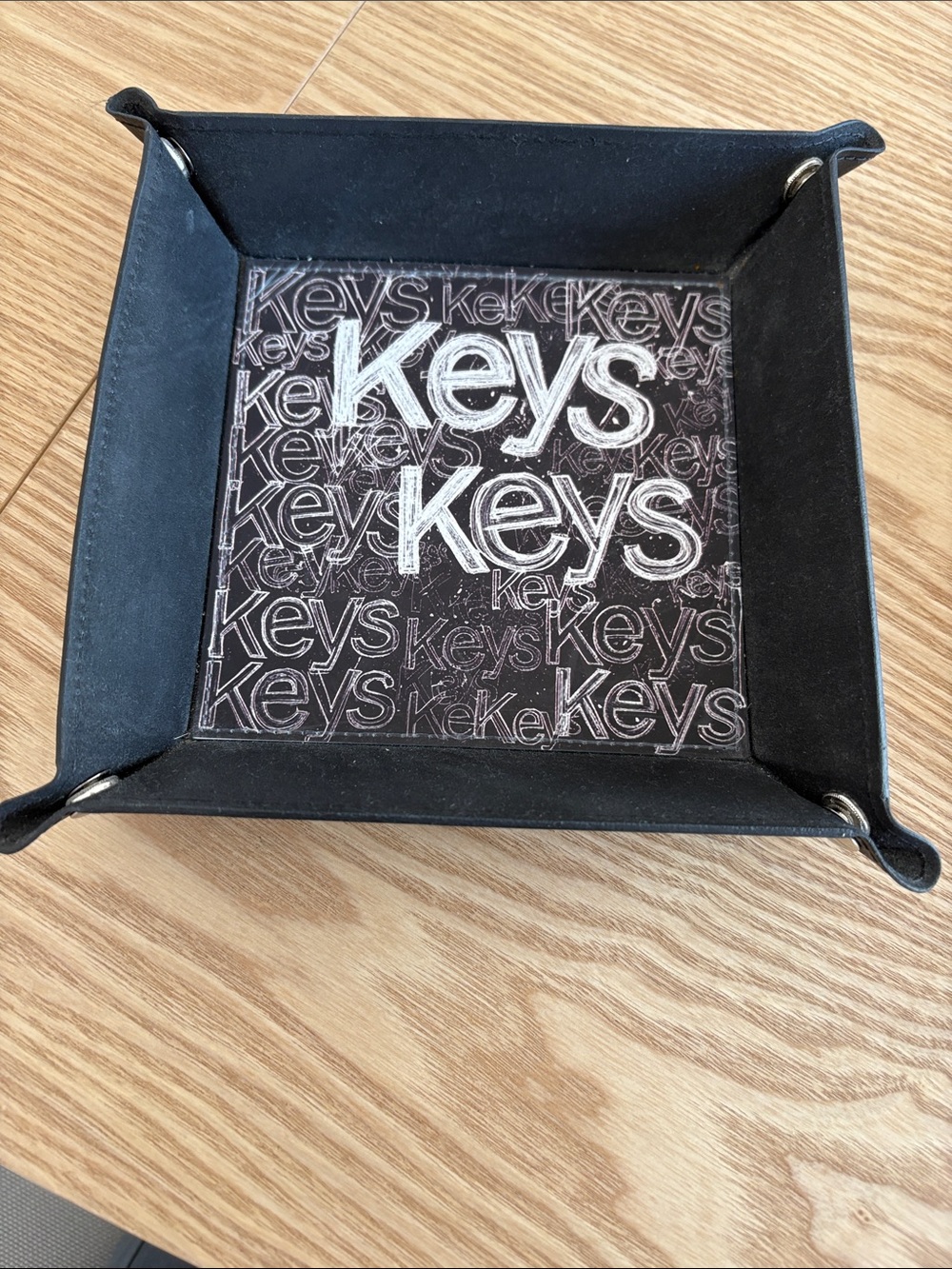 Keys Catchall Tray - Black with White Text
